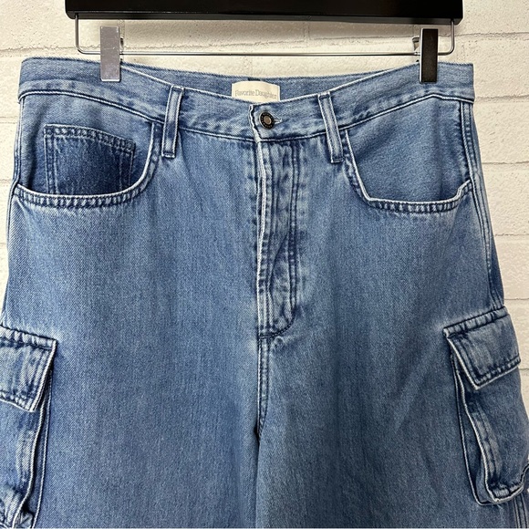 Favorite Daughter the Carly Cargo Jeans Highway High Rise Wide Leg 31 Cotton - Picture 6 of 14